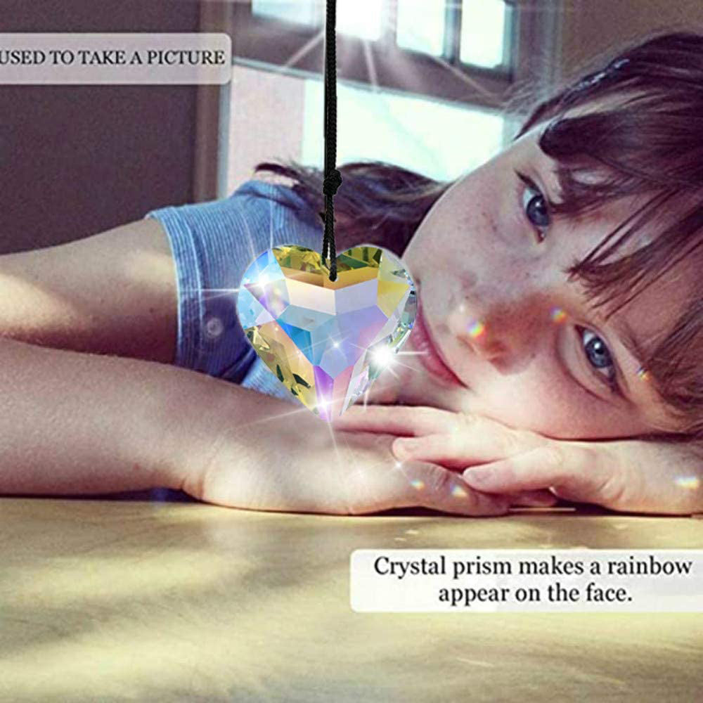 Wholesale Suncatcher Crystal Heart Prism Pendant Lighting Decorations Decorations